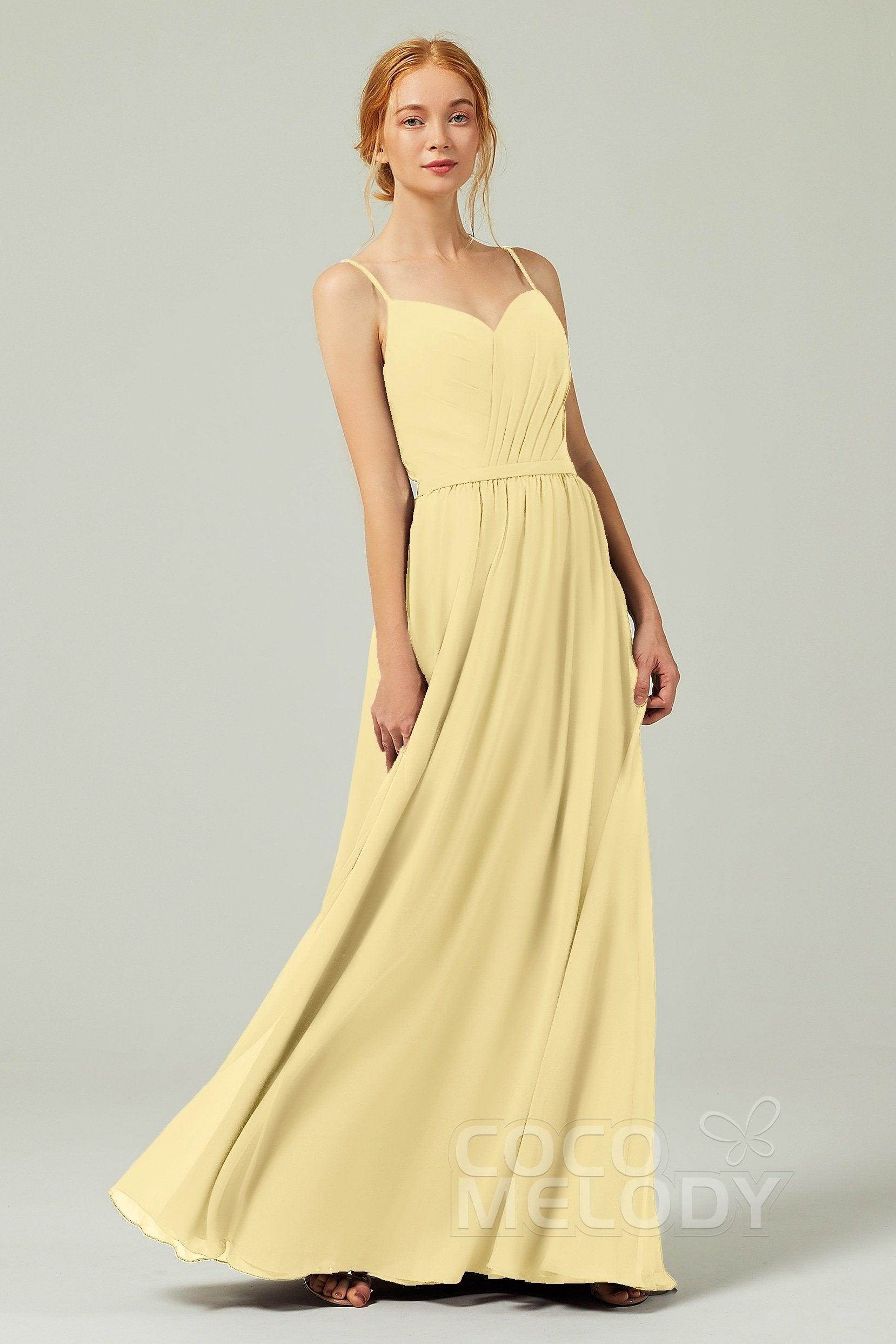 A-Line Floor Length Chiffon Bridesmaid Dress CB0296 - COCOMELODY